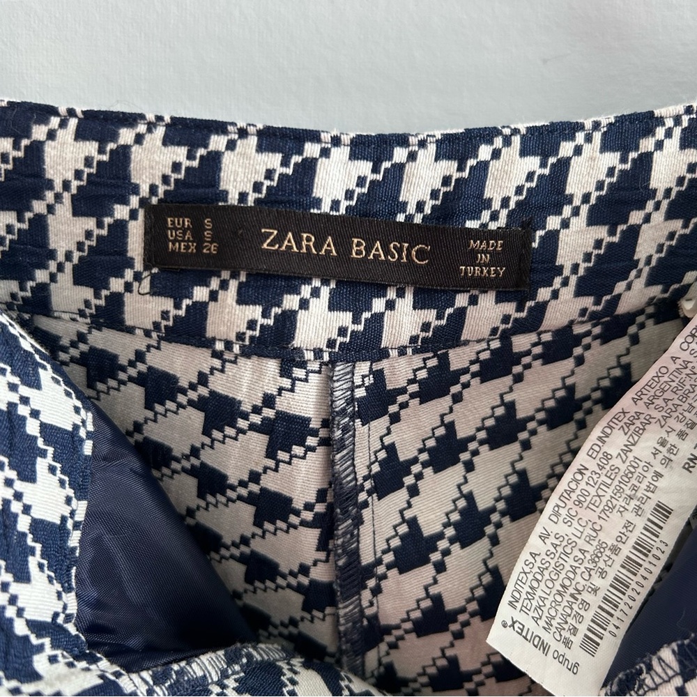 Zara Basic Navy and White Tailored Houndstooth Pa… - image 5